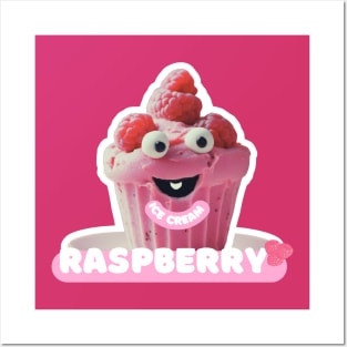 Raspberry sorbet ice cream -funny cartoon Posters and Art